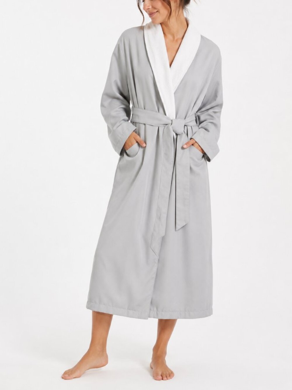 RH RESTORATION HARDWARE Bath Robe Luxurious Long Terry Lined Belt Women's Medium